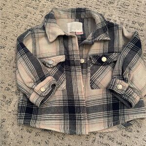 Zara Kids Plaid Jacket - Navy and Cream